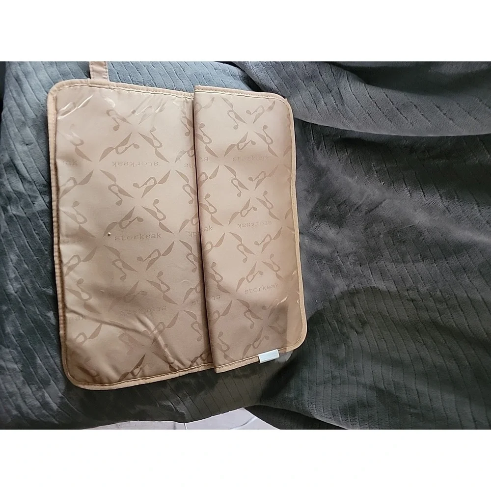 Storksak Black Faux Leather Diaper Bag Tote Changing Mat Bottle Holder